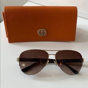 Used Tory Burch Brown Gradient aviator sunglasses